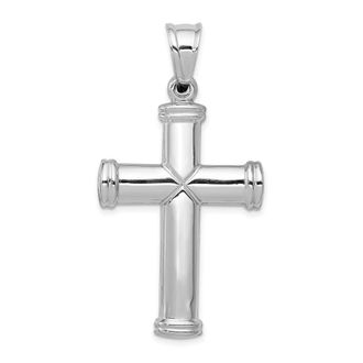Diamond2Deal 14k White Gold Hollow Cross Pendant