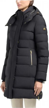 Moose Knuckles Jassen, Dames, Zwart, L, Polyester, Gold Series Nyluxe Watershed Shearling Trim Parka