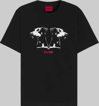 HUGO BOSS Mens HUGO Dobero Dobermann Print T-Shirt, Black - Size: 38