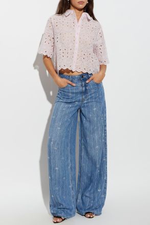 Frame Denim Lace Shirt, Womens, Pink