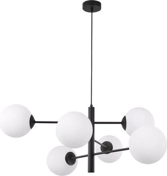 OEM L&aacute;mpara Colgante Vicenza Negra 6 Pantallas Planas Blancas E14