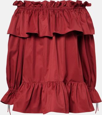 Saint Laurent Abito corto in twill di cotone