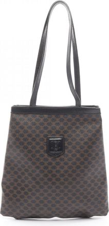 Celine Black Brown Coated Canvas Leather Handbag Tote Bag (Pre-Owned)