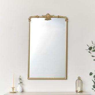 Melody Maison Large Gold Ornate Vintage Floral Wall Mirror - 104cm X 63cm | Size: 104 cm X 63 cm