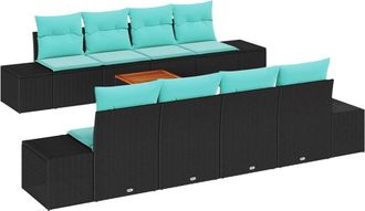 vidaXL Conjunto De Sof&aacute;s De Jard&iacute;n 9 Uds. Negro Rat&aacute;n Sint&eacute;tico Vidaxl