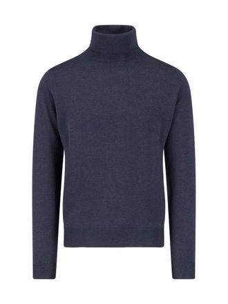 John Smedley Grey Merino Wool Turtleneck Sweater