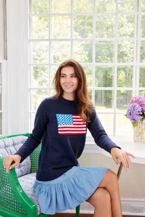Sail to Sable Flag Crewneck Sweater In Navy