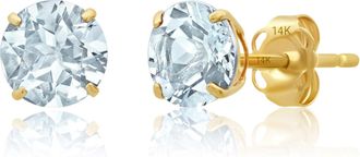 MAX + STONE 14k Yellow Gold 6MM Round Stud Gemstone Earrings