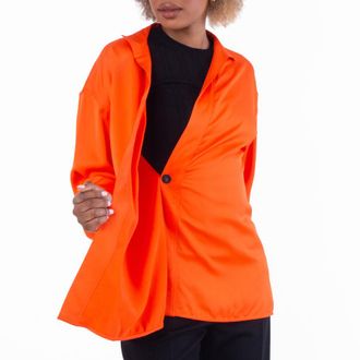 Ferragamo Wrap Design Long-Sleeve Blouse, Brand Size 44 ( US Size 10 )