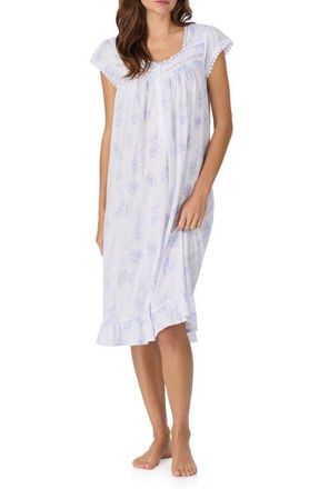 Eileen West Floral Cotton Waltz Nightgown in White Lilac at Nordstrom, Size X-Large