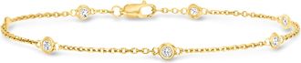 Ross-Simons Bezel-Set Diamond Station Bracelet in 18kt Gold Over Sterling