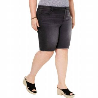 Style & Co. Womens Cut Off Bermuda Shorts - Plus In Black Smudge
