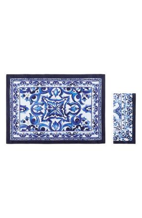 Dolce & Gabbana Blu Meditteraneo Linen Placemat & Napkin Set in Medium Blue at Nordstrom