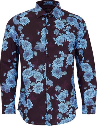 Lords of Harlech Nigel Button-Up Shirt in Serious Floral Plum at Nordstrom, Size X-Large