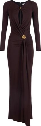 Elisabetta Franchi Longuette Jurk - Dames - Maxi kleedjes - Bruin - M - Kleedjes