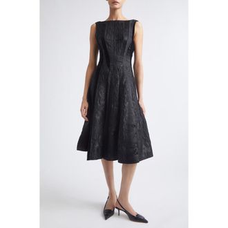 Jason Wu Mixed Media Fit & Flare Midi Dress in Black Multi at Nordstrom, Size 12