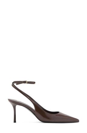 Mango Ankle Strap Pointed Toe Slingback Pump in Chocolate at Nordstrom, Size 8.5Us