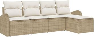 vidaXL Garden Sofa Set with Cushion 5 pcs Beige Poly rattan Vidaxl
