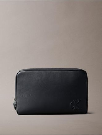 Calvin Klein Mens Embossed Monogram Pouch - Black