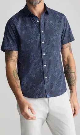 UNTUCKit Short Sleeve Performance Button-Up Shirt in Navy at Nordstrom, Size X-Large