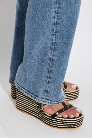 Valentino Garavani Wedge Sandals With Studs, Womens, Black