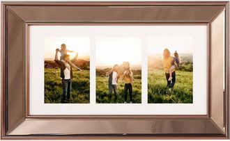 Beliani Marco De Fotograf&iacute;as Cristal Cobrizo Pl&aacute;stico 51 X 32 Cm 3 Im&aacute;genes Fotos Collage 15 X 10 Cm Dabola