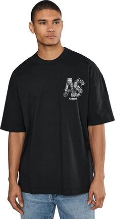 AllSaints Mixtape Short Sleeve Crew Mens T Shirt Jet Black : 2XL, Cotton