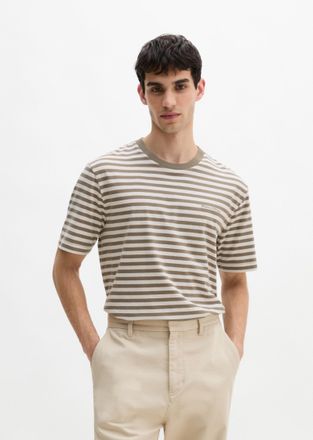 Marc O'Polo T-Shirt MARC OPOLO, Herren, Gr. XXL, multi, egg wei&szlig;, Single Jersey, Obermaterial: 100% Baumwolle, geringelt, regular fit normal, Rundhals, Shirts T-S