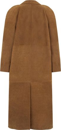 The Mannei Womens Long Leather Coat Brown Cow Hide Jackets