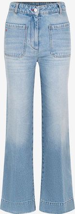 Victoria Beckham Used-Jeans mit hohem Bund und weitem Bein Alina Pale Blue Wash