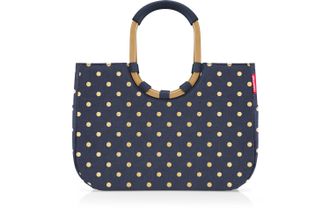 Reisenthel Einkaufskorb REISENTHEL Loopshopper L frame Metallic Dots Blue, Damen, blau (dunkelblau, goldfarben), Polyester, Einkaufsk&ouml;rbe Einkaufskorb
