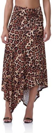 AFRM Mattie Leopard Print Handkerchief Hem Skirt in Cocoa Leopard at Nordstrom Rack, Size Xx-Small