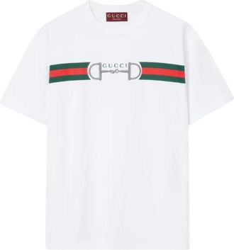 Gucci T-Shirts, male, White, Size: M Cotton Jersey T-Shirt