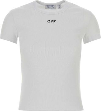 Off-white White Crew Neck Logo T-Shirt