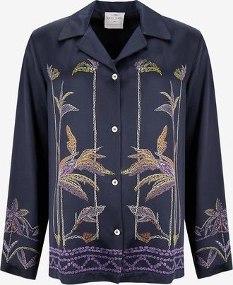 Forte_Forte Bedrucktes Langarm-Hemd aus Satin Sogni