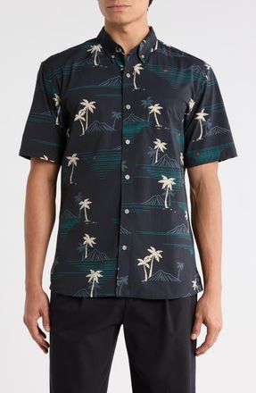 Tori Richard Oasis Short Sleeve Button-Down Shirt in Black at Nordstrom, Size Xx-Large
