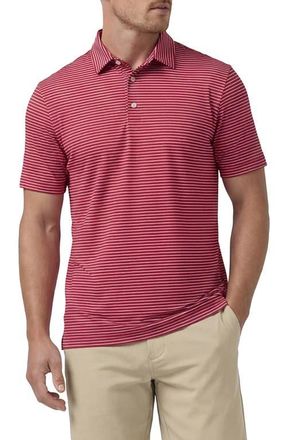 Mizzen+Main Versa Trim Fit Stripe Performance Polo in Crimson Alternating Stripe at Nordstrom, Size Xx-Large