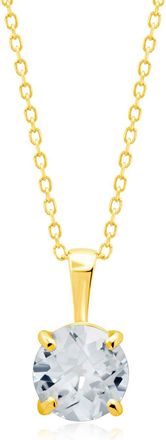 MAX + STONE 14k Yellow or White Gold 6mm Gemstone Round Pendant Necklace with 18 Inch Chain