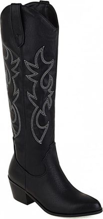 Generic Womens Ankle Cowboy Boots with Embroidery, Medium Heel and Pointed Toe Shoes, Fashion Western Style Boots, Casual Dress Boots for Autumn and Winter-Bl