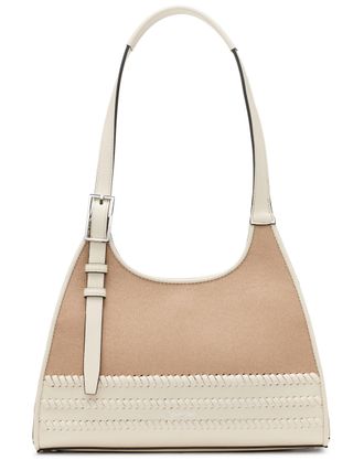 Calvin Klein womens Quill Triple Compartment Satchel, Natural/White Canvas, One size