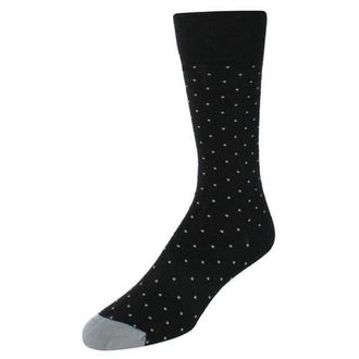 Trafalgar Store Pierre Polka Dot Mid-Calf Pima Cotton Socks in Black With Grey Dots at Nordstrom