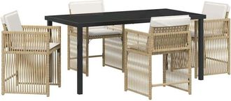 vidaXL Garden Dining Set 5 pcs Beige Poly Rattan vidaXL