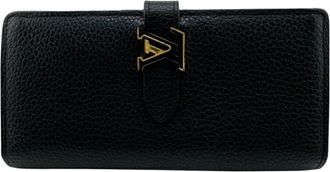 Louis Vuitton Black Leather Long Wallet (Bi-Fold) (Pre-Owned)