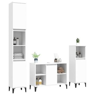 Berkfield Home Modern 3 Piece Bathroom Furniture Set White Engineered Wood