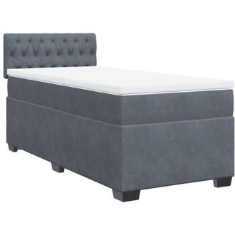 vidaXL Box Spring Bed with Mattress Dark Grey 90x190 cm Velvet vidaXL