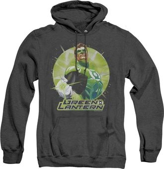 Gildan Justice League of America Green Static Adult Heather Hoodie / Hooded Sweatshirt