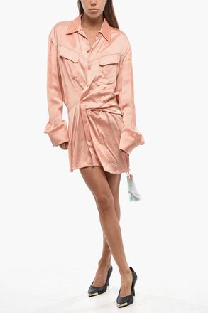 Off-white SEASONAL Chemisier Sahariano TWIST in Satin Off-White
