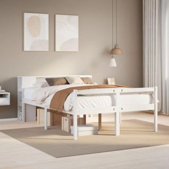 vidaXL Bookcase Bed without Mattress White 120x190 cm Small Double Solid Wood Pine vidaXL
