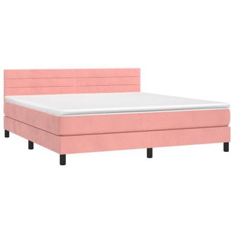vidaXL Vidaxl - Cama Box Spring Con Colch&oacute;n Terciopelo Rosa 180x200 Cm