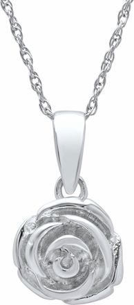 MAX + STONE Sterling Silver Rose Pendant Necklace on 18 inch Rope Chain